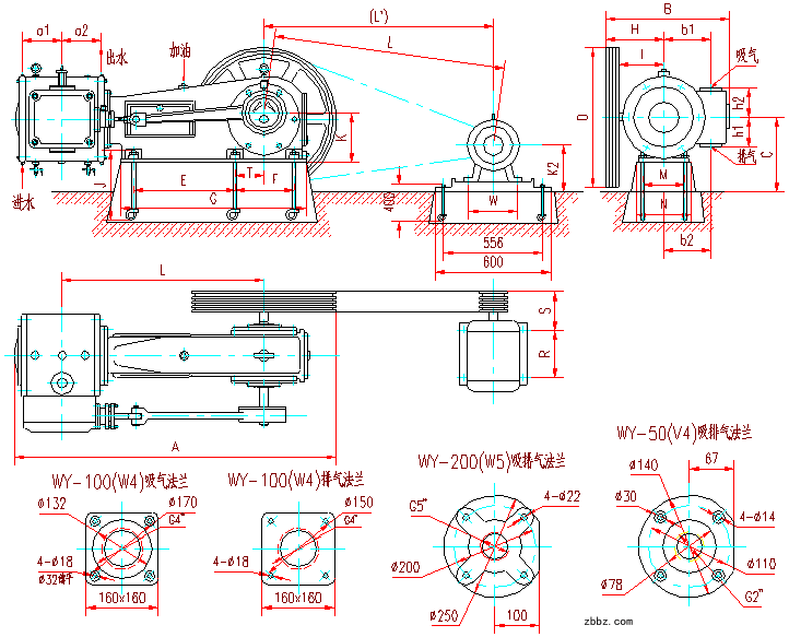 WY-50(V5)WY-100(W4)WY-200(W5)ʽձðװߴͼ